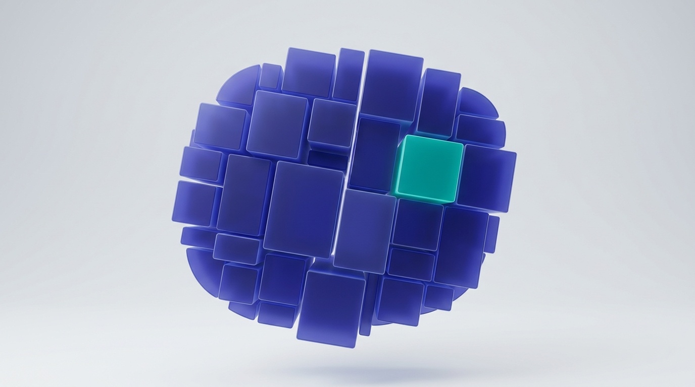 Visual abstrak agregat indeks yang tersusun dari banyak anggota geometris.